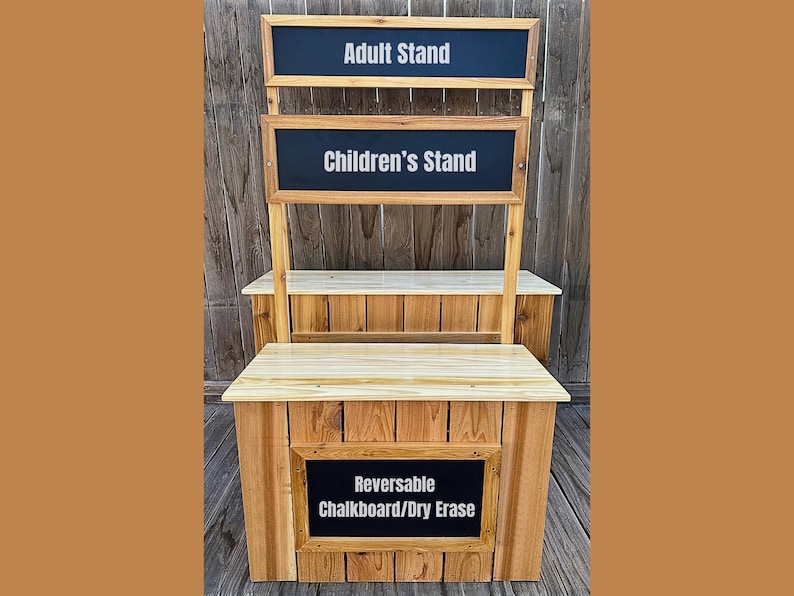 JJ Lemon Rustic Children's Lemonade Stand 6 Piece kit for 10 Minute AssemblyBonus Free storage shelf and wheels added to all Stands image 7