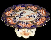 Foley Wileman Pedestal Cake Plate, Antique Foley Wileman Imari Pedestal Cake Stand 6664, Foley Pre Shelley Red And Blue Cake Plate