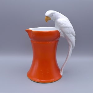 Antique Royal Bayreuth Parrot Handle Pitcher, Figural Milk Jug