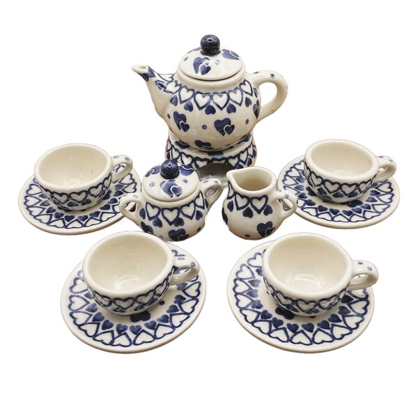 Blue and White Childrens Tea Set Etsy