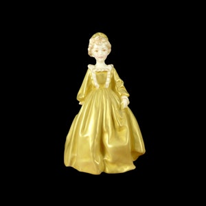 Vintage Royal Worcester Figurine: Grandmother&#39;s Gold Dress, Freda Doughty
