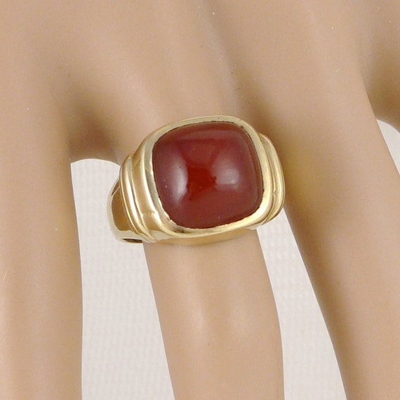 Gold Carnelian Ring, Vintage Art Deco 10K Yellow … - image 4