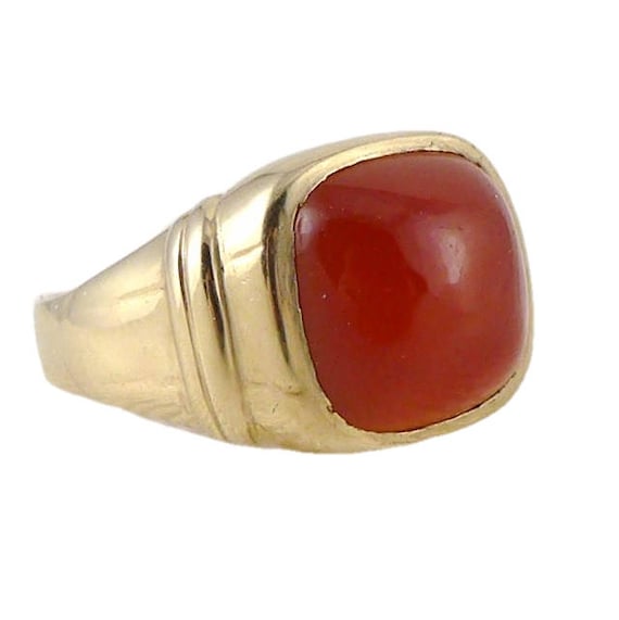 Gold Carnelian Ring, Vintage Art Deco 10K Yellow … - image 1