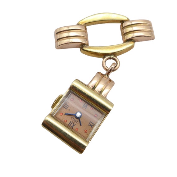 tand Gooi koel Art Deco 14K gouden horloge broche Vintage jaren 1930 revers - Etsy  Nederland