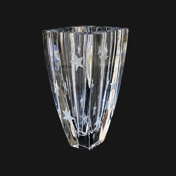 MIKIMOTO フロストガラス 花瓶 Vintage Mikasa Platinum Stars Vase: Heavy Crystal With Frosted