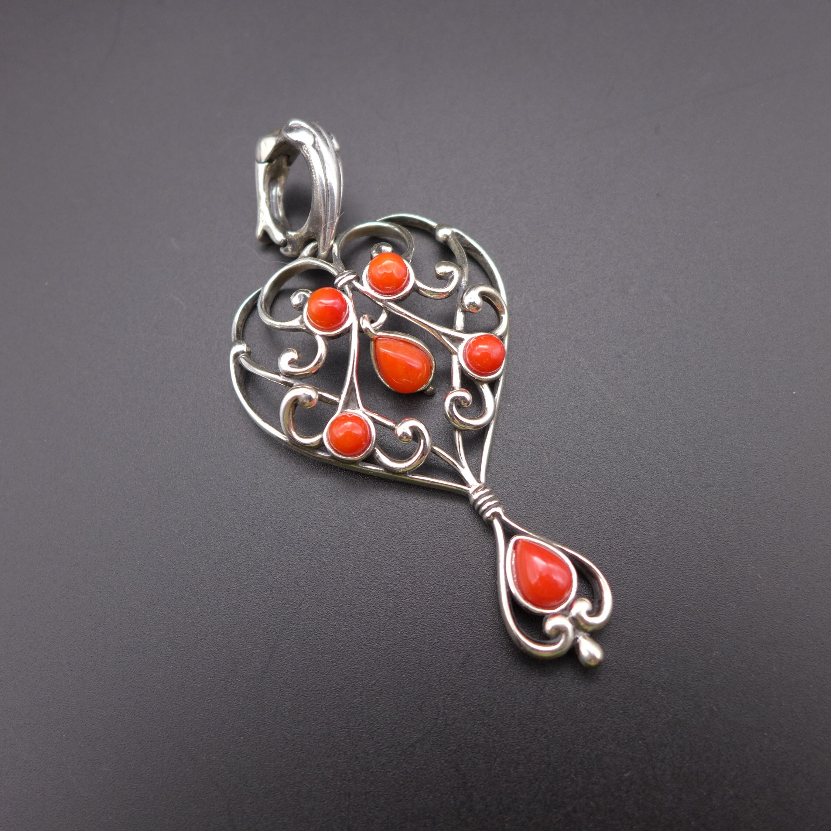 Silver coral pendant deals