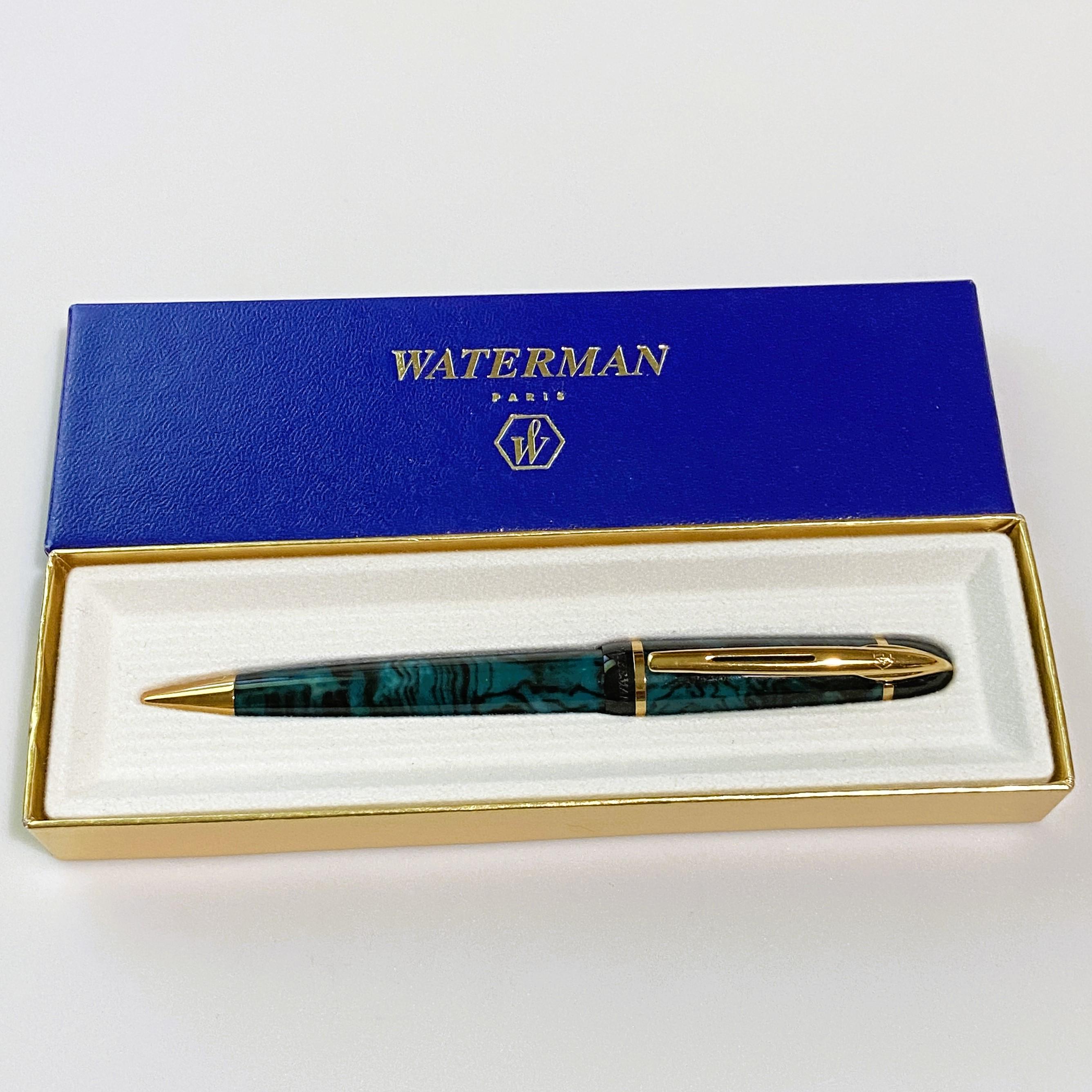 WATERMAN Phileas ボールペン france Vintage Waterman Phileas Ballpoint Pen, Green Marble, Blue Ink