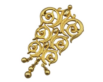 Vintage Lisner Gold Tone Articulated Brooch / Pin, Large 3.25 Inches Long