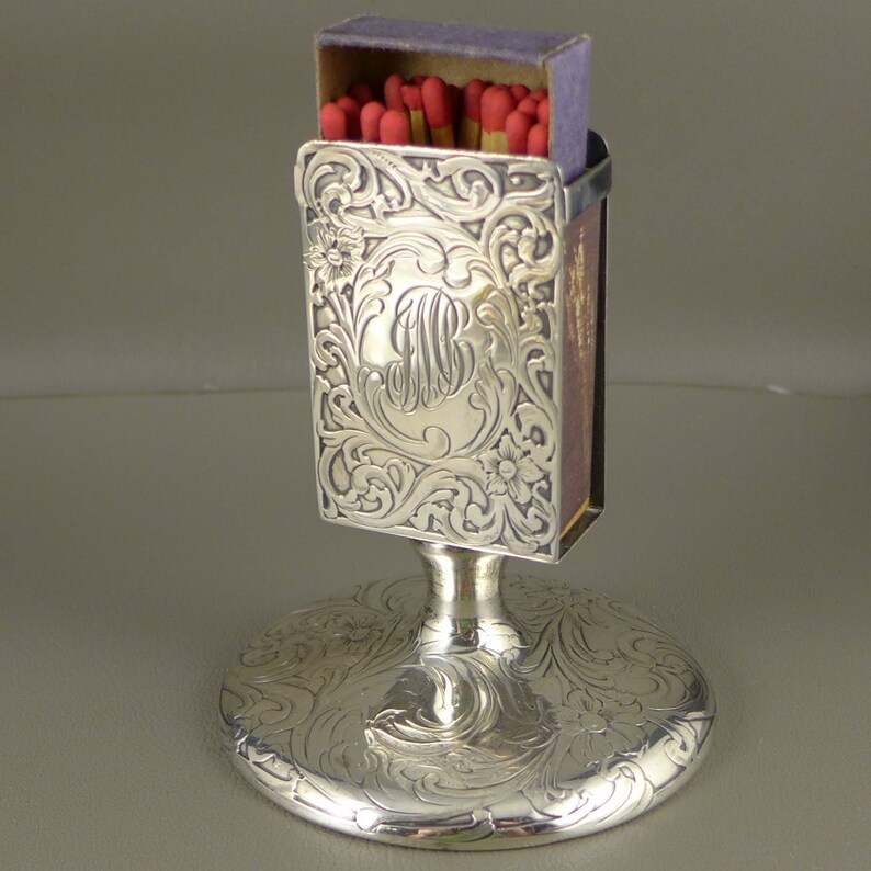 Antique Silver Match Holder Vintage Sterling Silver Art Etsy