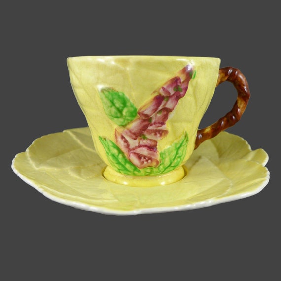 Carleton Ware Tea Cup And Saucer Foxglove Pattern Yellow Cup Etsy