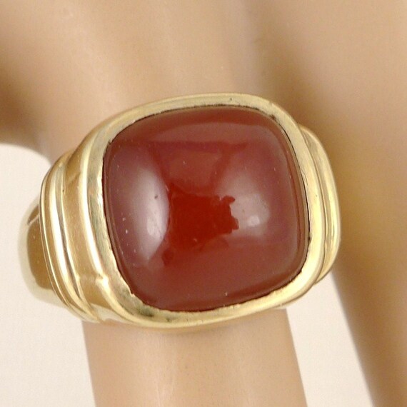 Gold Carnelian Ring, Vintage Art Deco 10K Yellow … - image 3