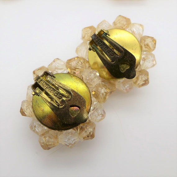 Boucles D'oreilles Clips Vintage WEST GERMANY En Lucite Transparent - Style Moderniste - Occasion Excellent état