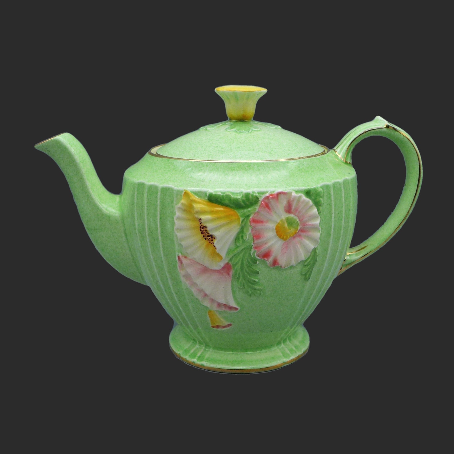 Rare Royal Winton Grimwades Art Deco Teapot With Flowers Etsy