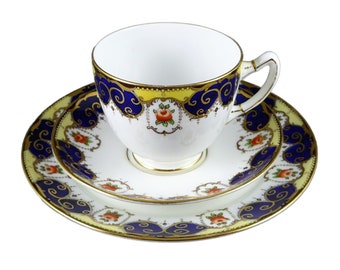 シェリー Shelley Blue Poppy Ludlow Shape Vintage Shelley Blue Poppy in LUDLOW Teacup and Saucer - Etsy