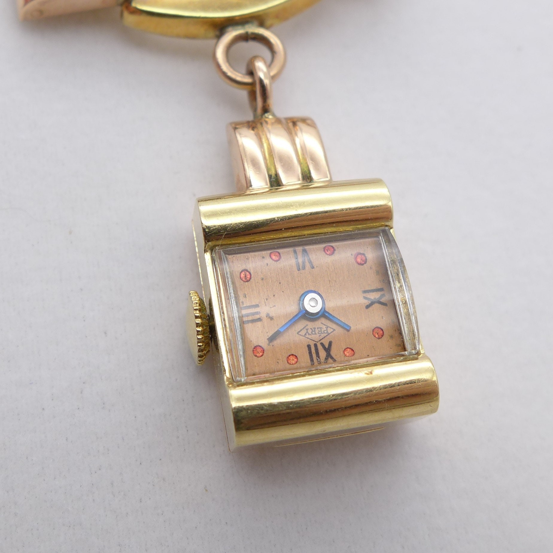Art Deco 14K Gold Watch Brooch Vintage 1930s Lapel Watch Pin Etsy