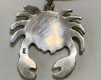 Pendentif Vintage Signe Du Zodiaque Cancer (Crabe) En Argent Massif - Bijou Ancien De France