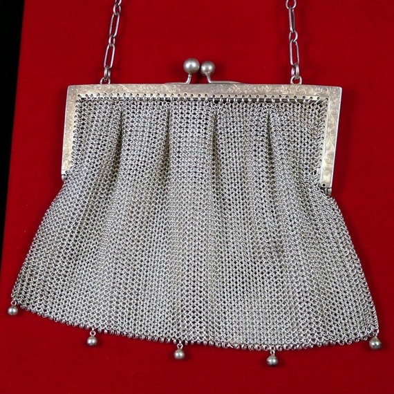 Antique silver purse fitted interior chester silver hallmarks