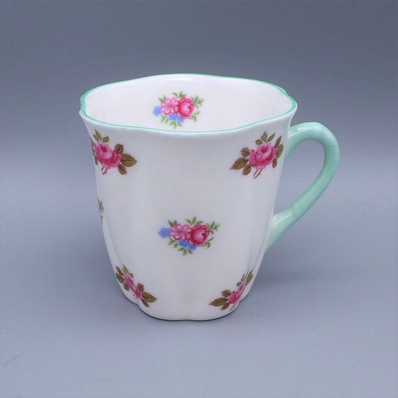 Shelley Demitasse Cup And Saucer Set Vintage Rosebud Pattern In The Dainty Shape
