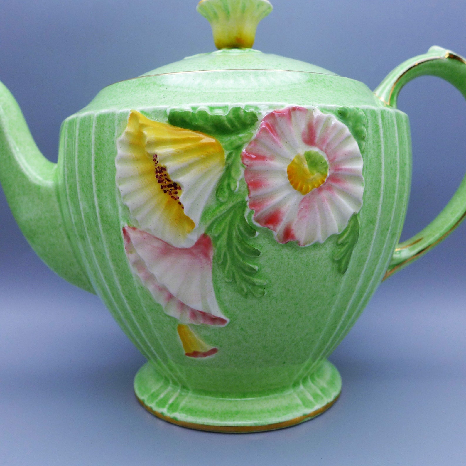 Rare Royal Winton Grimwades Art Deco Teapot With Flowers Etsy
