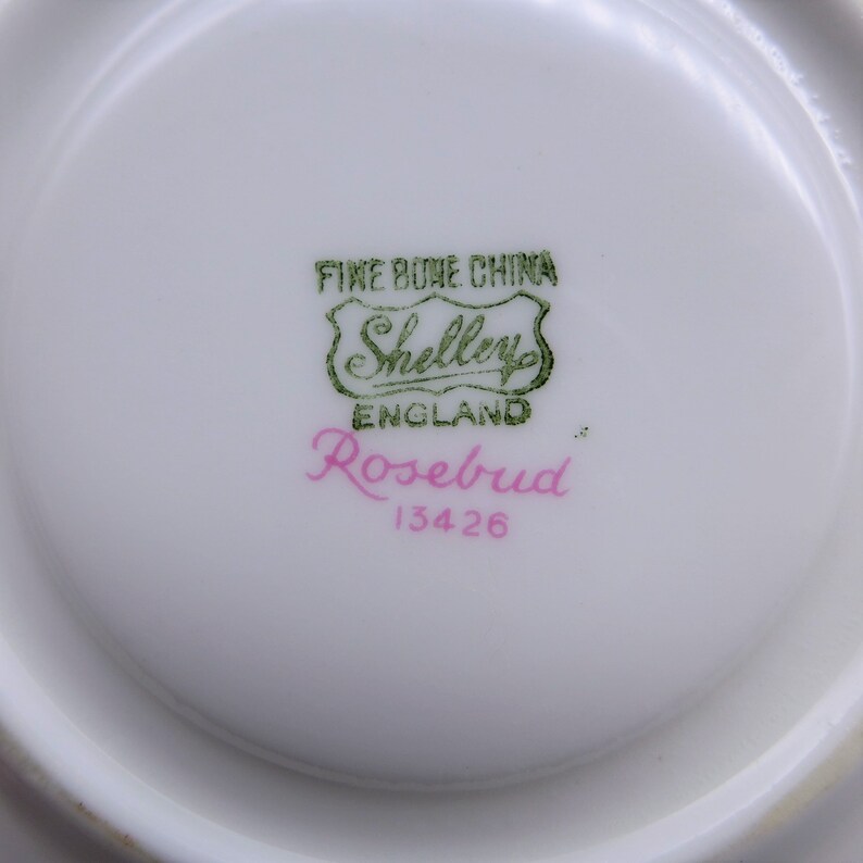 Shelley Demitasse Cup And Saucer Set Vintage Rosebud Pattern In The Dainty Shape
