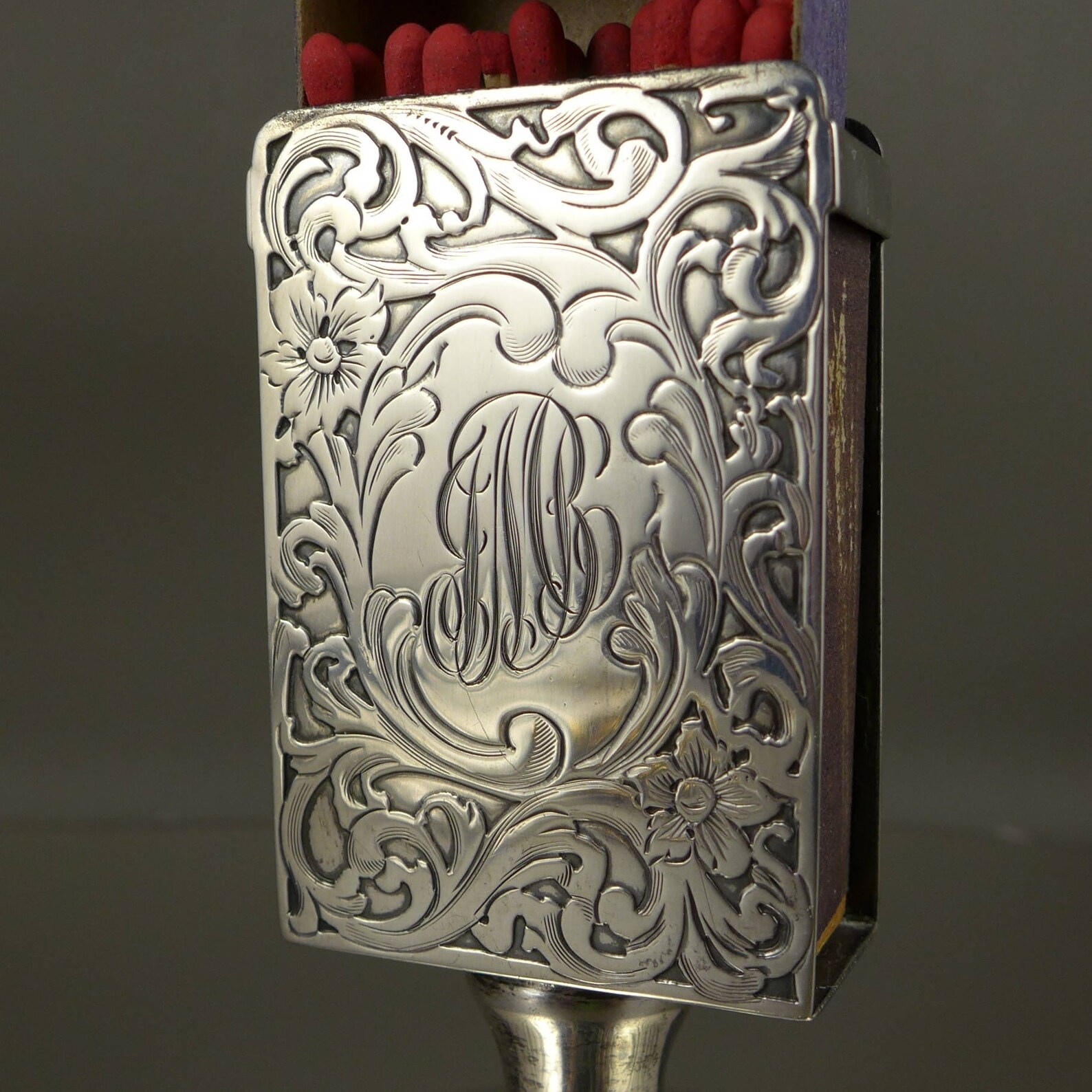 Antique Silver Match Holder Vintage Sterling Silver Art Etsy