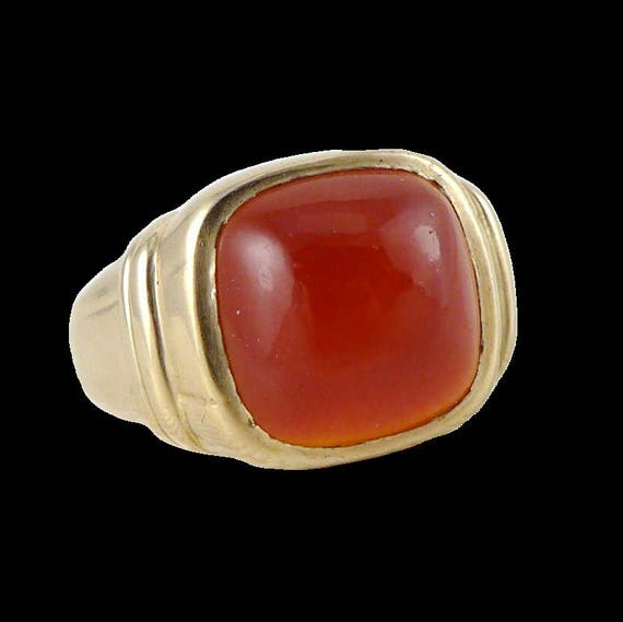 Gold Carnelian Ring, Vintage Art Deco 10K Yellow … - image 6