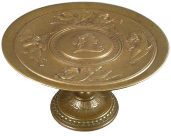 Antique French Bronze Tazza: Neo Classical Cherub Tray, c. 1880