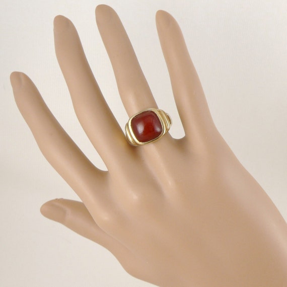 Gold Carnelian Ring, Vintage Art Deco 10K Yellow … - image 2