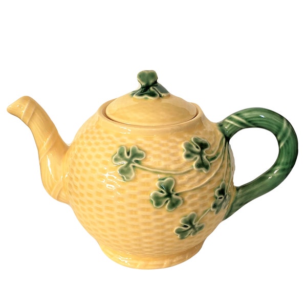 Vintage Bordallo Pinheiro Shamrock Teapot, Made in Portugal