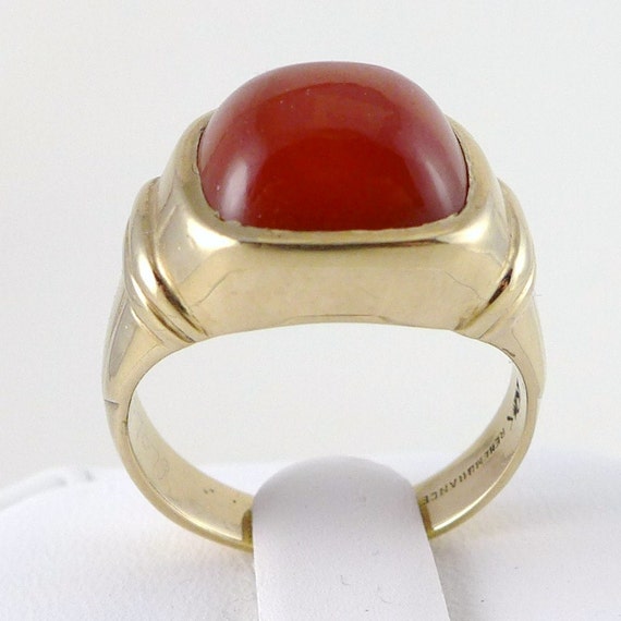 Gold Carnelian Ring, Vintage Art Deco 10K Yellow … - image 5