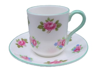 Shelley Miniature Tea Cup And Saucer In The Rosebud Pattern 13426, English Bone China Collectible