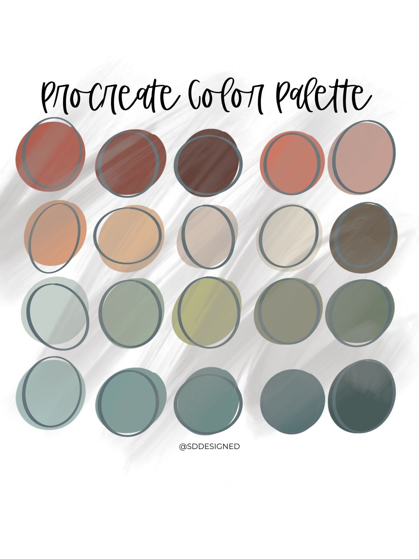 Procreate Color Palette Muted Rainbow Color Palette Etsy