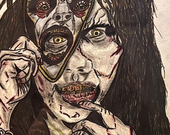 Exorcist Digital, Horror, Linda Blair, Wall Art, Halloween Decor, Scary Art