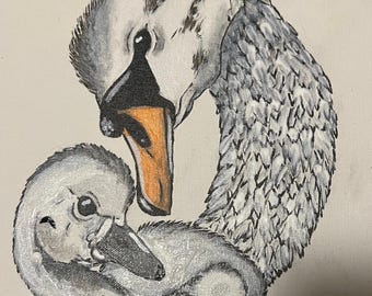 Poster Master Poster Vintage Con Cigno Muto – Stampa Retrò Minimalista Con Cornice Beige 28x35 Cm – Regalo Per Amanti Animali