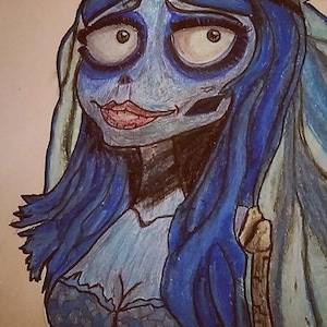 Emily From Corpse Bride Digital Prints, Tim Burton Illustration, Dark Claymation, Cartoon Art, Halloween Prints