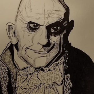 Uncle Fester Addams Family Art: Spooky Digital Portrait (Digital Download)