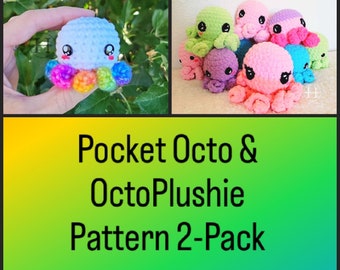 PATTERN 2-Pack: Pocket Octo and OctoPlushie crochet patterns, best sellers