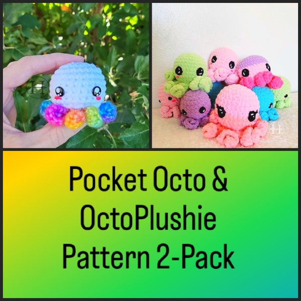 PATTERN 2-Pack: Pocket Octo and OctoPlushie crochet patterns, best sellers