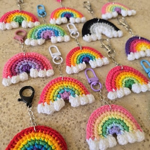 Happy Rainbow Keychain, Crochet Rainbow Keychain, Backpack Charm, Purse Charm