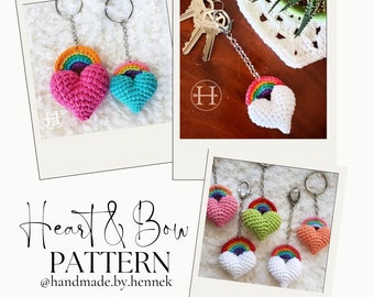 PDF-Heart & Bow Keychain Crochet Pattern