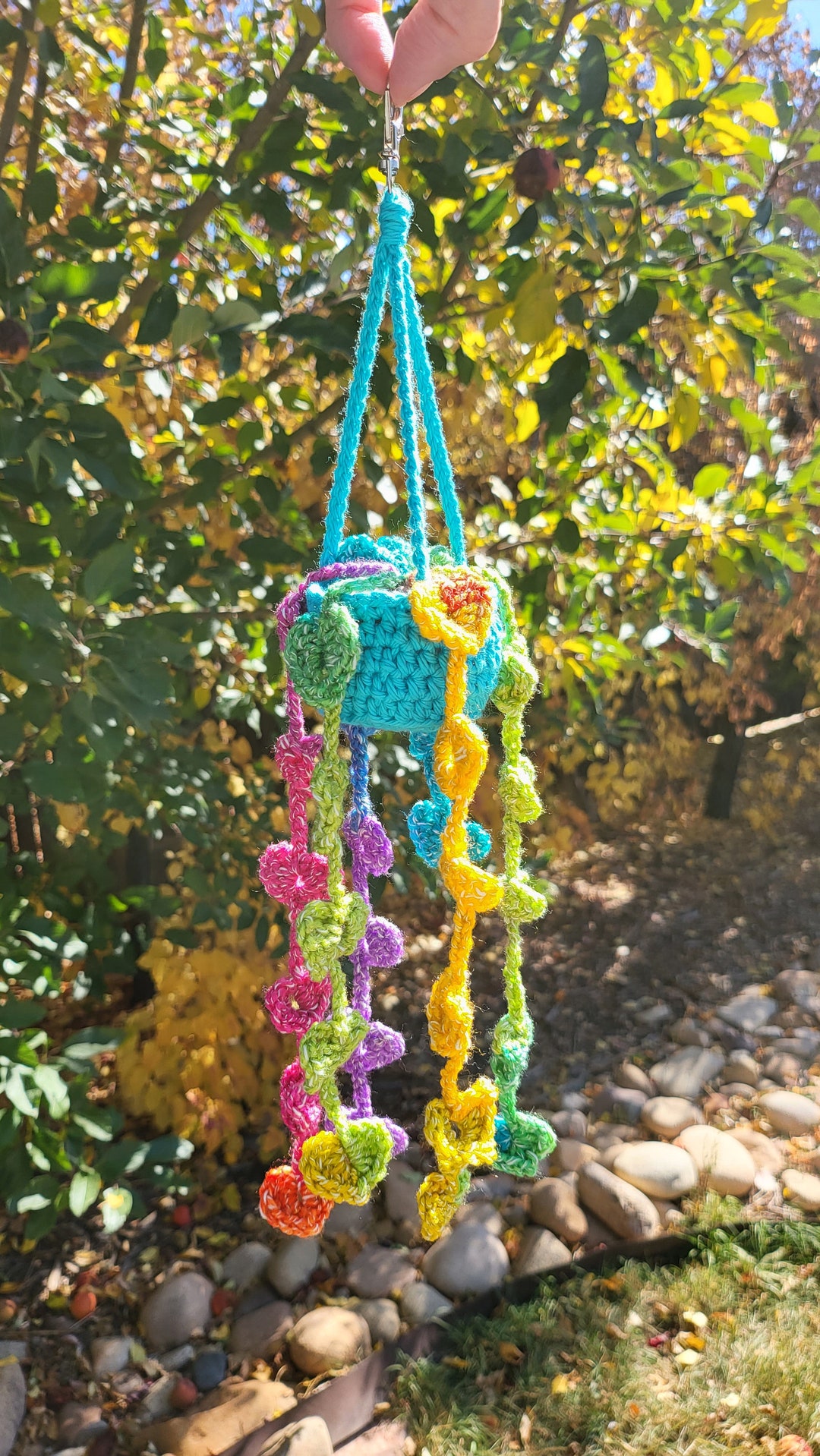 Rainbow Crochet Hanging Plant Etsy