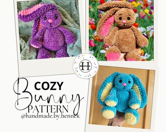 PDF-Cozy Bunny Crochet Pattern, plushie pattern, amigurumi pattern, all in one pattern