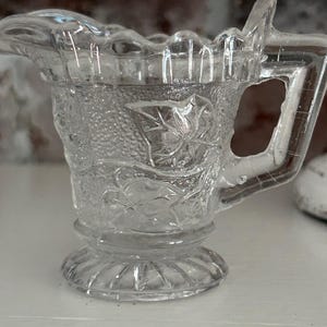 Vintage Cut Glass Creamer, Creamer, Glass.  Measures 2.5&quot; tall
