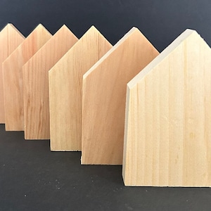 Wood House, Unfinished Wood, Mantle, Shelf, Tray. Set of six.