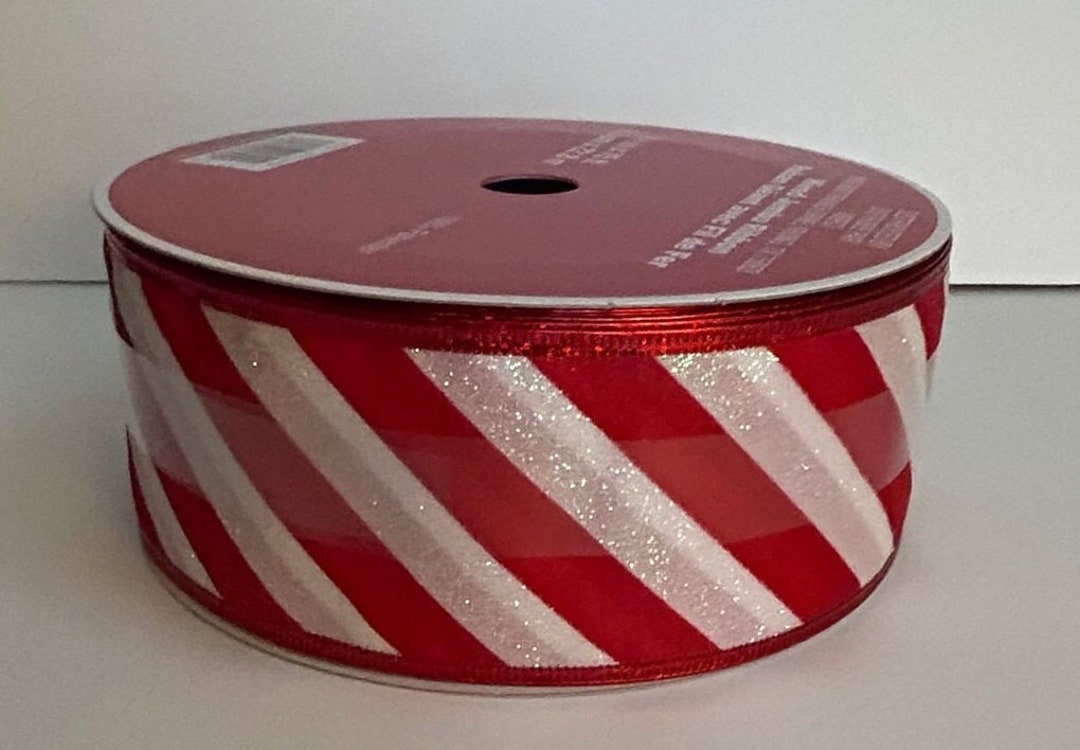 Red Stripe Wired Ribbon Garland Christmas Gifts Wreath. Etsy