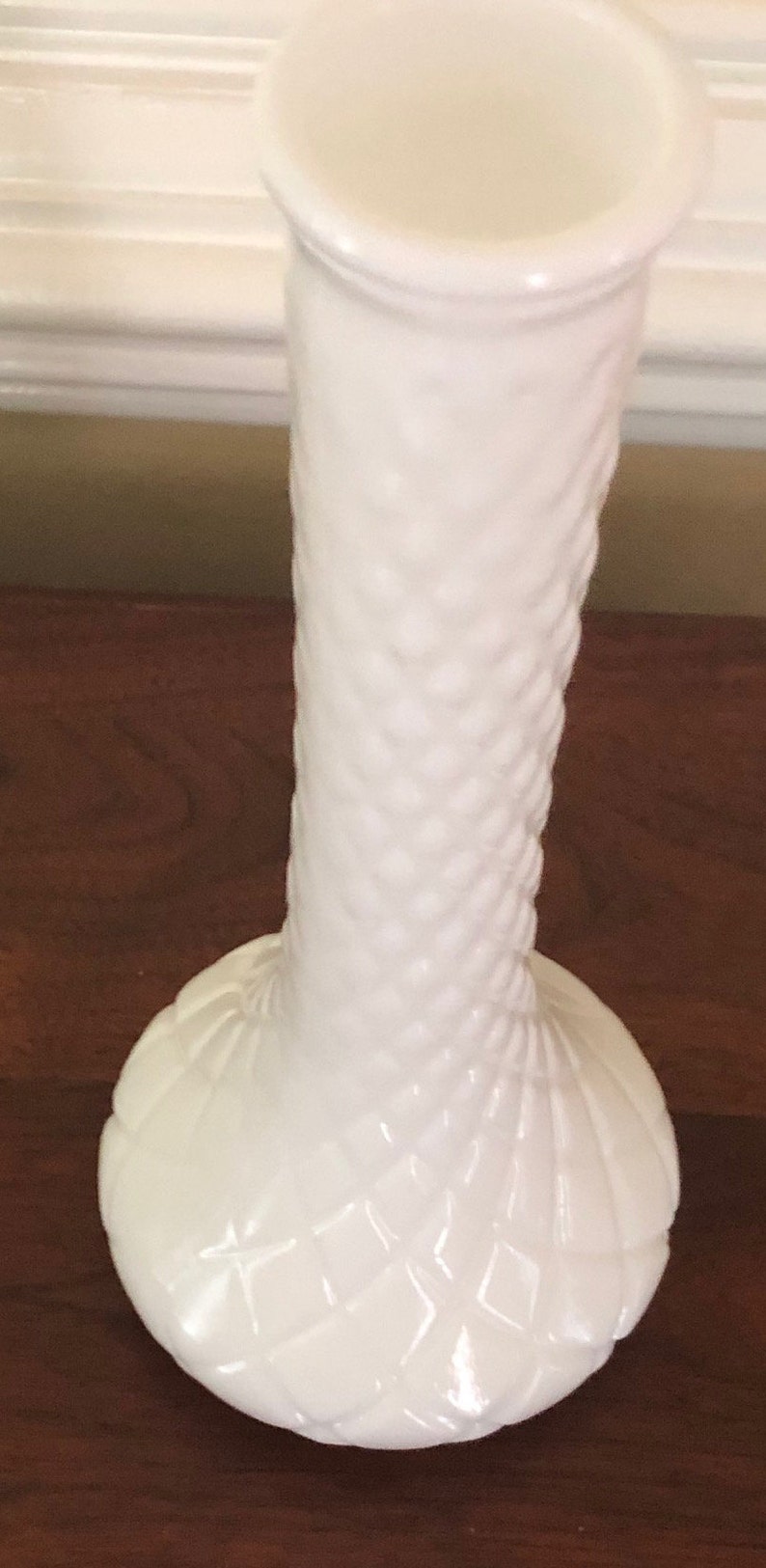 Vintage Milk Glass Vase Pressed Glass Hoosier 4092 Vase Etsy