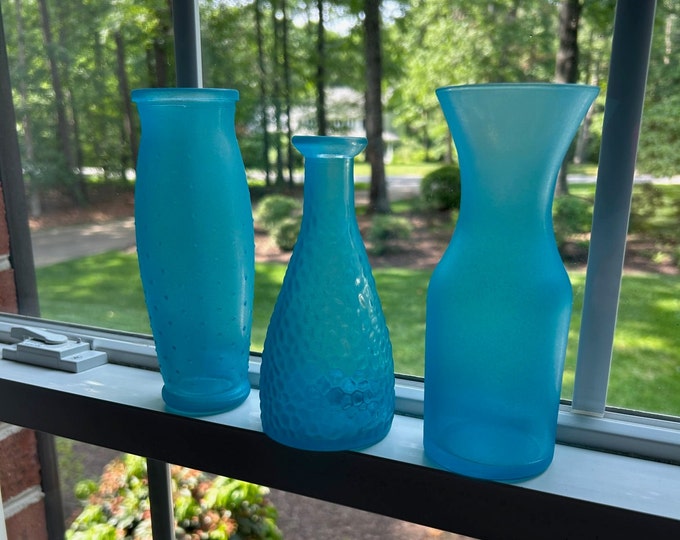 Seaglass Vases Aqua Cottage Tropical Costal Centerpiece. Etsy
