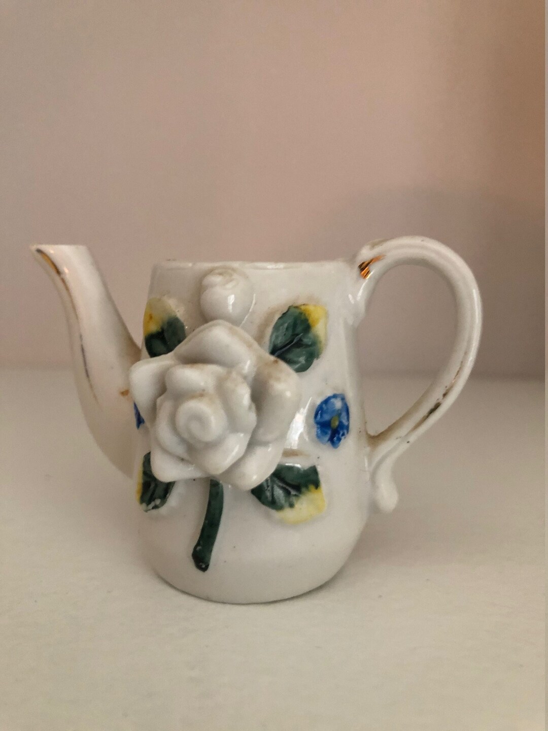 Vintage Mini Porcelain Pitcher, Vintage Porcelain, White Porcelain