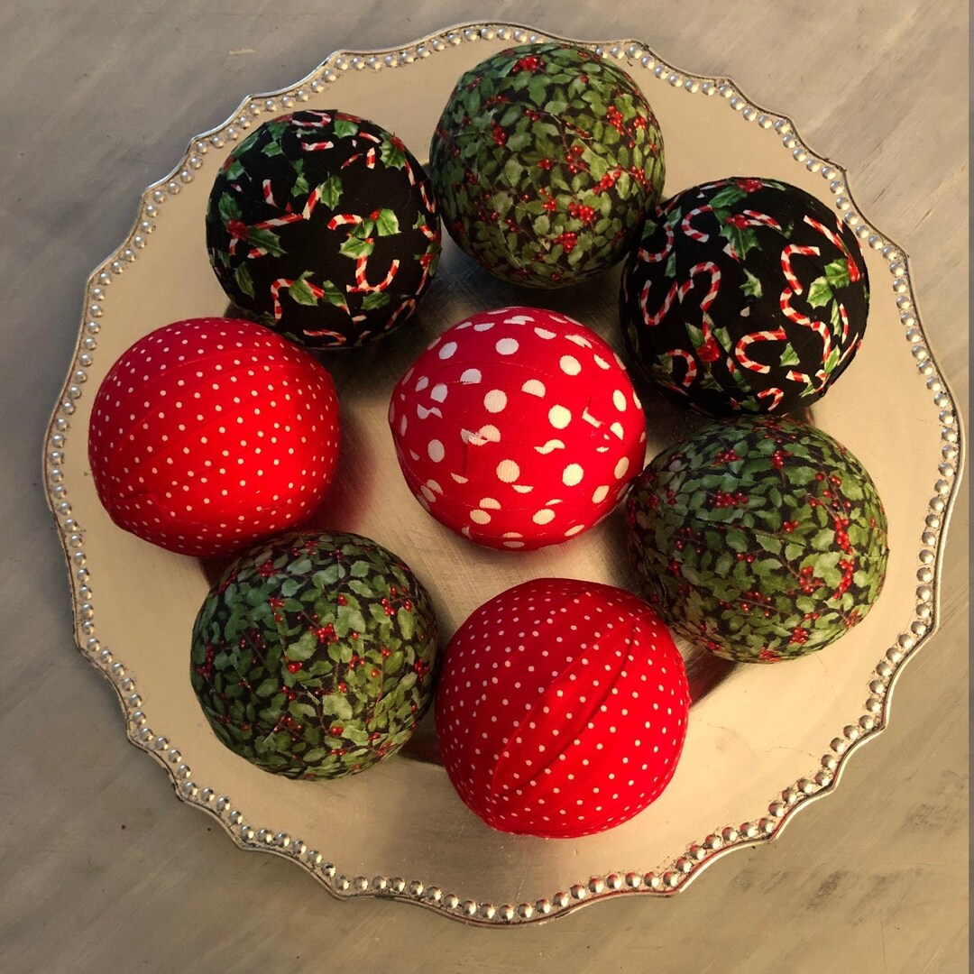 Fabric Balls Christmas Centerpiece Basket Filler Tray Etsy