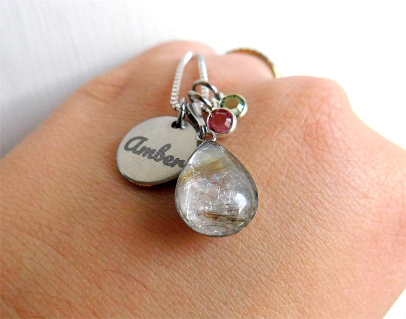 Mom Gift Breast Milk Drop Necklace Ashes Placenta Hair Keepsake Jewelry Sterling Silver/gold